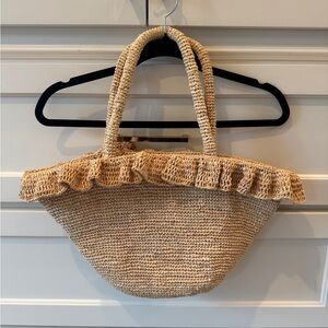Loeffler Randall Cyrus Raffia Ruffle Tote
